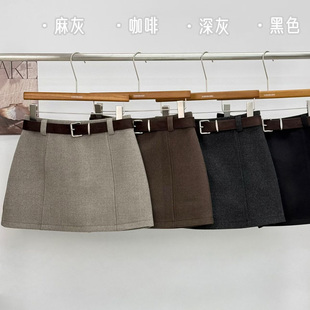 XIBEIERXIXI高腰短裙裤女2025冬季A字阔腿裤小个子加厚显瘦半身裙