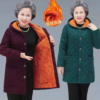 四川省省服奶奶棉衣女冬中长款加绒加厚罩衣中老年大码保暖围裙