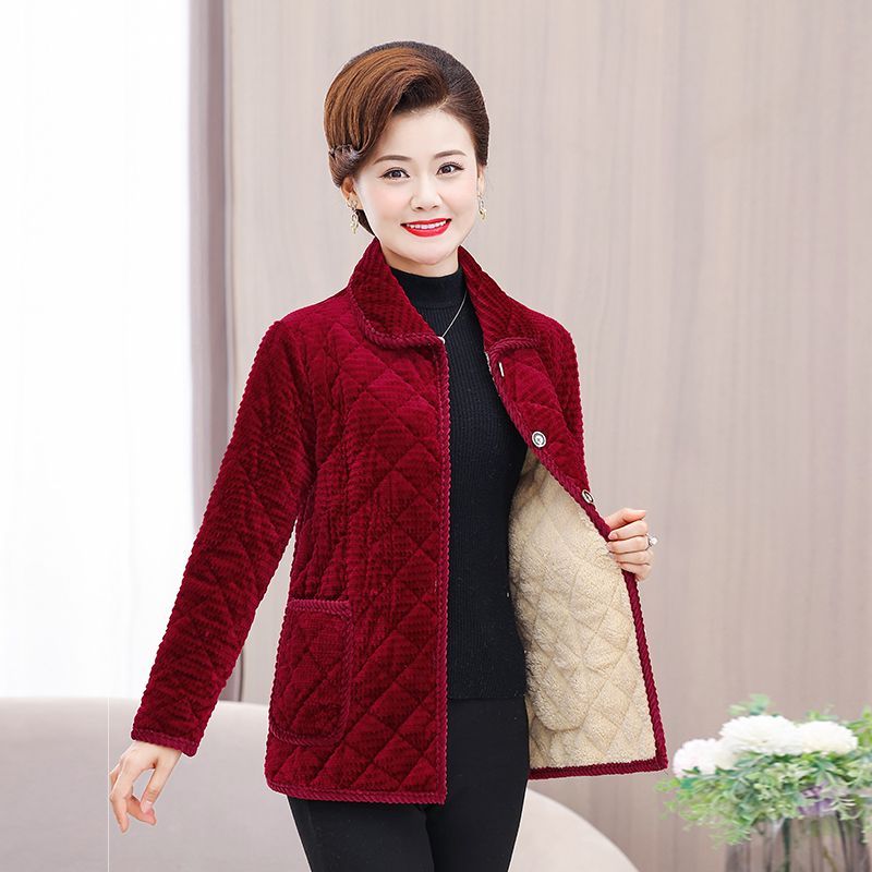 四川省省服中老年女秋冬季加绒妈妈装保暖棉袄棉服冬装加厚外套女