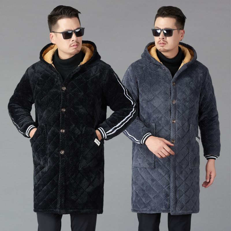 四川省服冬季男士加绒罩衣加厚中长款保暖棉衣洋气棉服工作服外套