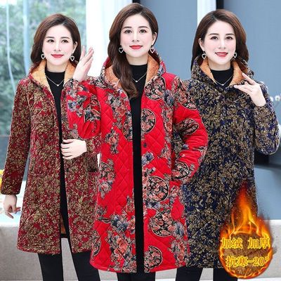 四川省省服冬季新款中老年人保暖大码棉袄加绒棉衣女长款时尚妈妈