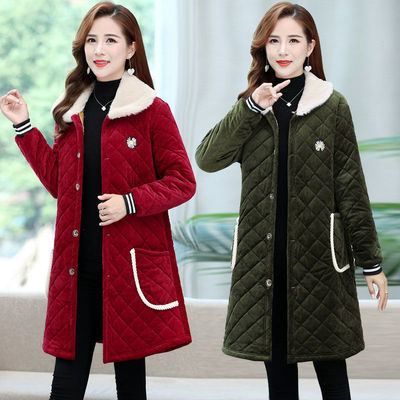 四川省省服中老年冬季宽松罩衣女加绒加厚棉衣中长款时尚休闲棉服