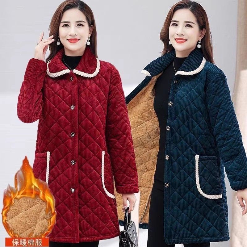 四川省省服新款棉衣外套棉服中长款冬季罩衣女加绒加厚保暖棉袄