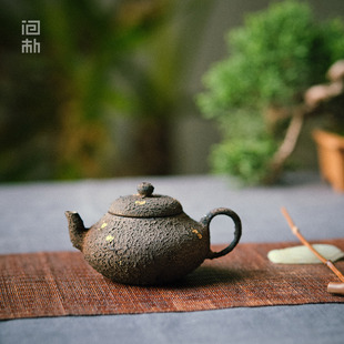 诧寂风格 问朴 大漆做旧老味点金茶壶泡茶家用陶瓷单壶小容量越窑