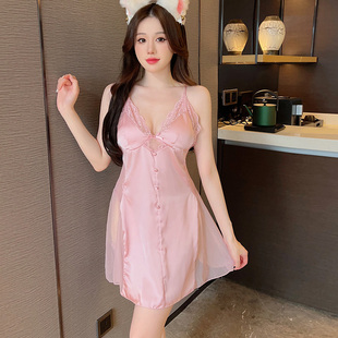 睡衣女夏天冰丝吊带薄款性感带胸垫睡裙高级感丝绸美背短裙家居服