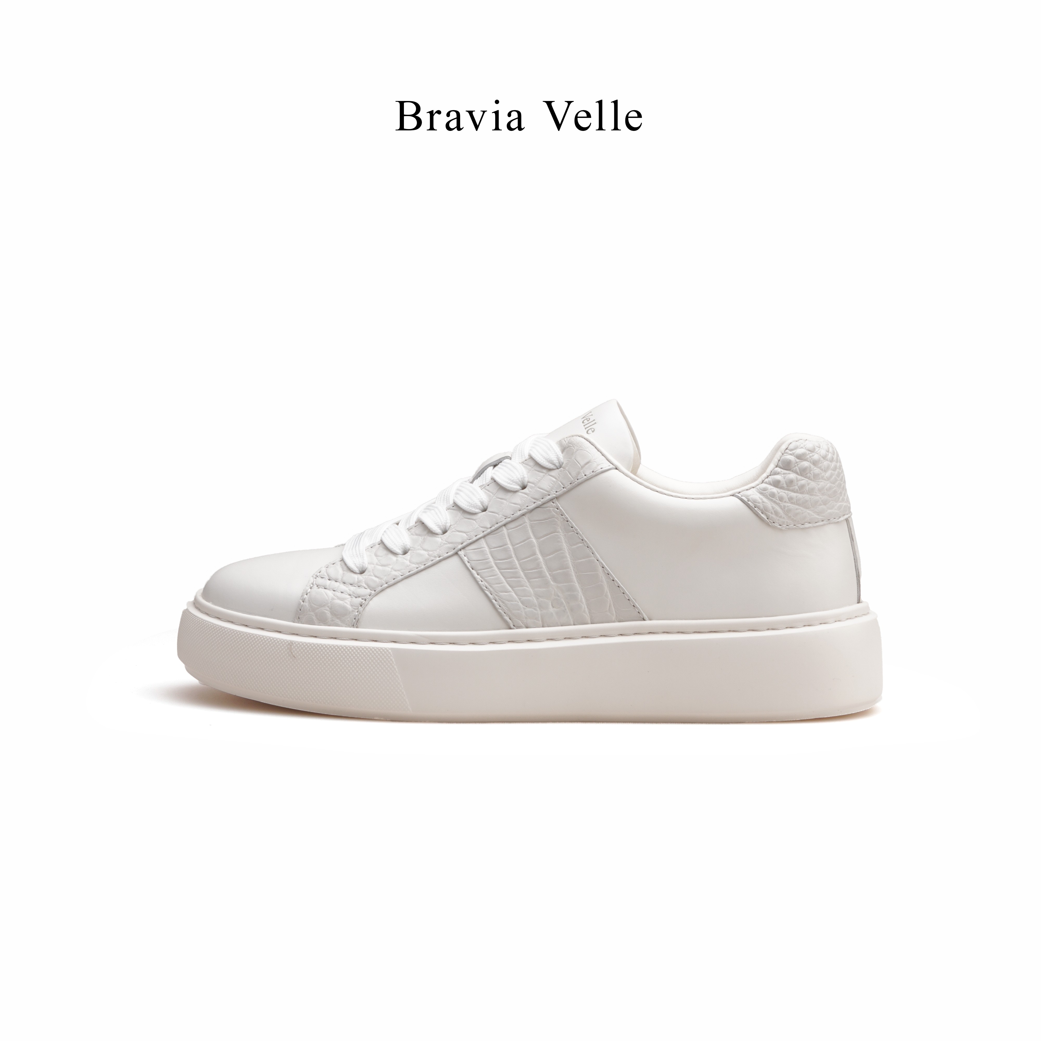 bravia velle九鱼牛皮鳄鱼皮男士系带轻便百搭低帮滑板鞋单鞋