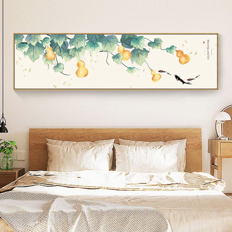 卧室装饰画主卧床头五福临门葫芦挂画新中式客厅沙发背景墙面壁画
