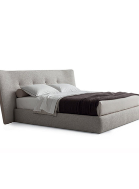 Poliform Rever床意式极简棉麻布艺床主卧宽屏床设计师1.8双人床