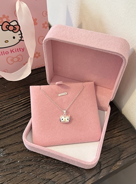 S925纯银HelloKitty吊坠项链女生甜妹风锁骨链儿童大人生日礼物