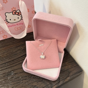 S925纯银HelloKitty吊坠项链女生甜妹风锁骨链儿童大人生日礼物