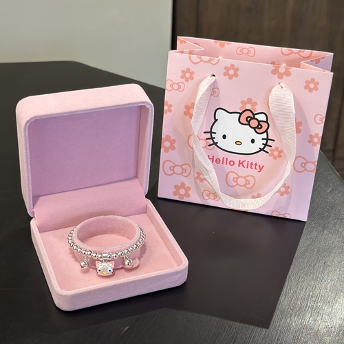 999足银HelloKitty圆珠手链女生俏皮可爱银手串儿童大人生日礼物