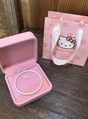 足银999素圈手镯古法磨砂高级感闭口银手环纯银镯子生日礼物送礼