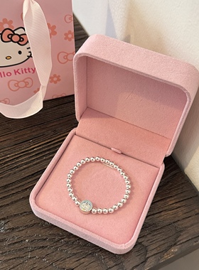 999足银叮当猫圆珠手链女生简约童趣蓝胖子手串大人儿童生日礼物