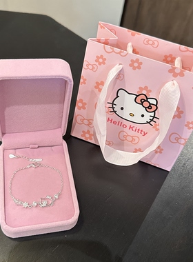可爱Kitty猫纯银手链女ins风小众高级感银手镯学生送闺蜜生日礼物