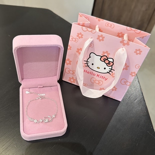 可爱Kitty猫纯银手链女ins风小众高级感银手镯学生送闺蜜生日礼物