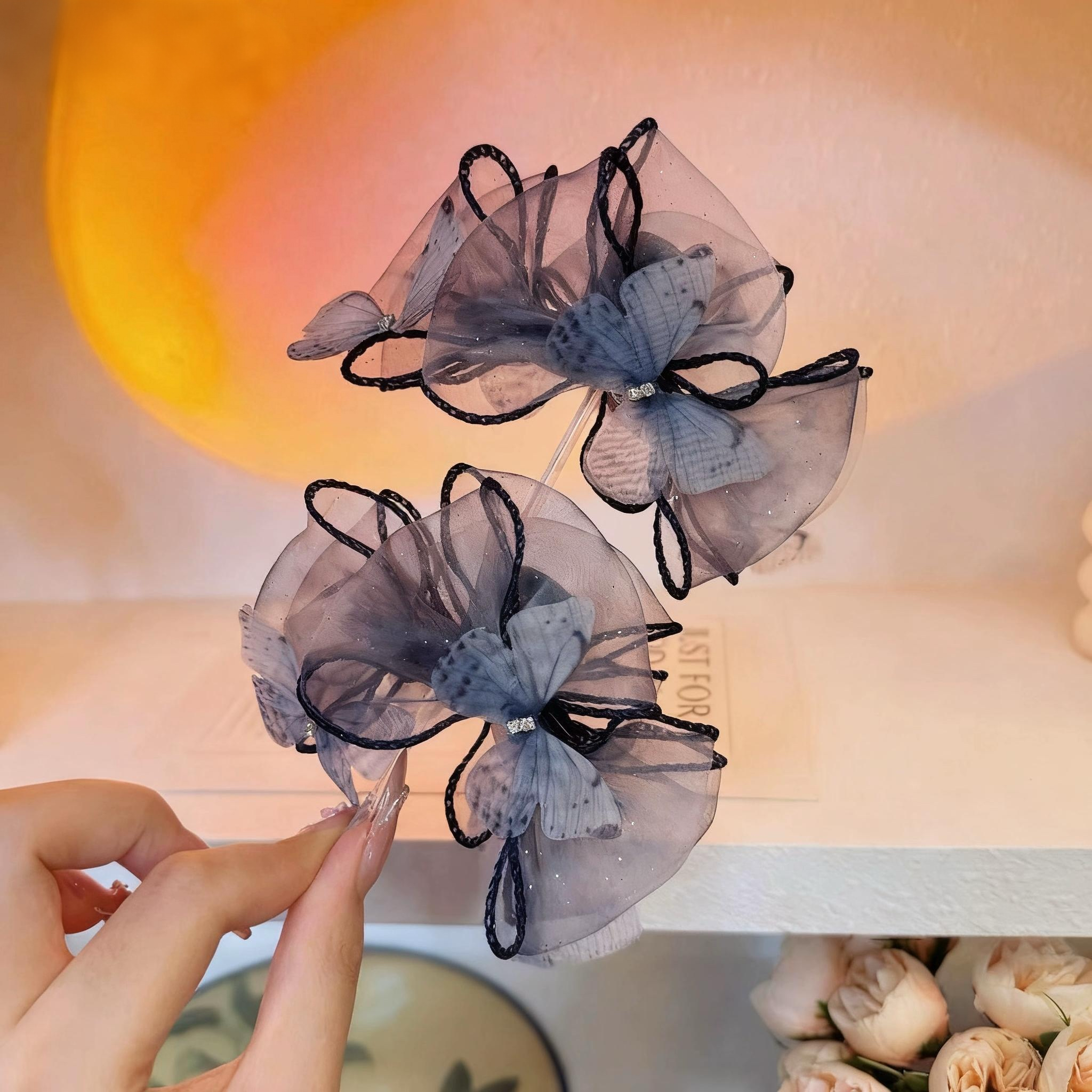 森系轻奢高级感灵动蝴蝶网纱蝴蝶结碎发夹抓夹发饰7cm,饰品/流行首饰/时尚饰品新,发饰,淘宝优惠券,粉丝福利购,淘宝优惠卷