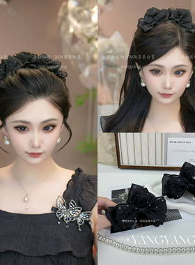 气质轻奢百搭AB面满天星水钻蝴蝶结泡泡抓夹7cm