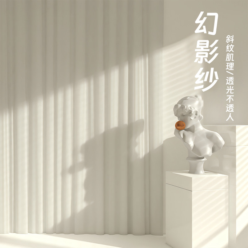 幻影纱2025年新款窗帘纱帘透光不透人客厅阳台卧室飘窗白色纱帘沙