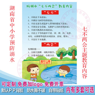 校园中小学生预防溺水七不两会安全教育内容宣传海报墙贴纸挂图