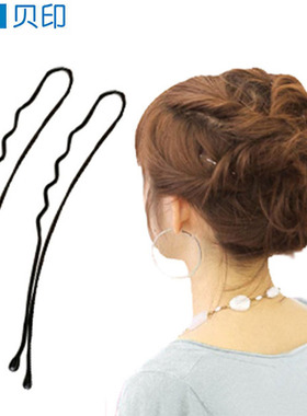 日本KAI贝印黑色一字钢丝发夹边夹波浪型大号刘海夹发卡夹的紧