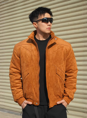 秋冬季新款时尚百搭潮流舒适高级感个性美式拼接立领男士棉衣棉服