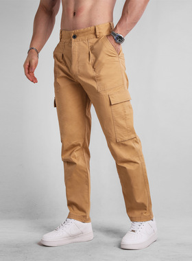 欧美健身工装长裤男士款春秋季欧美潮牌宽松束脚裤休闲新款长裤