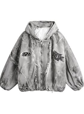 GUO WEAR 废土风国潮斑驳做旧工装外套男女冬季棉服休闲百搭