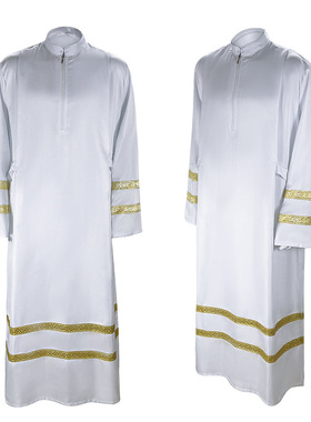 白色牧师服cospaly礼服中世纪使命长袍复兴节cos中东表演服装欧美