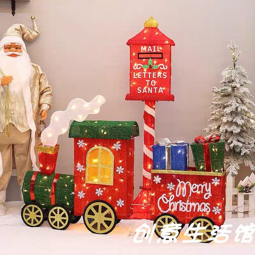 圣诞发光雪人麋鹿橱窗美陈摆件