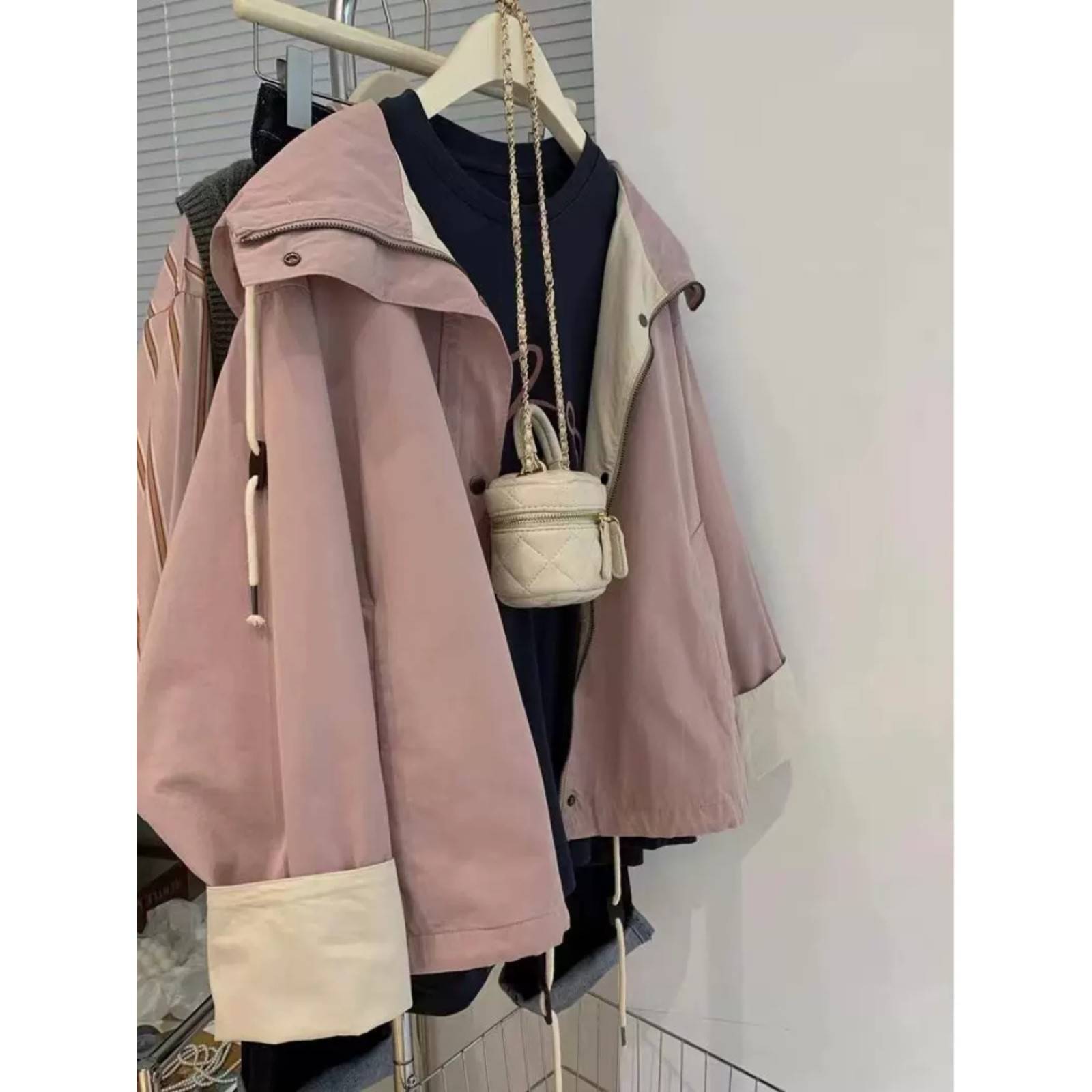 美国覆古风衣夹克女子春季和秋季2025新小短工作服棒球制服夹克上