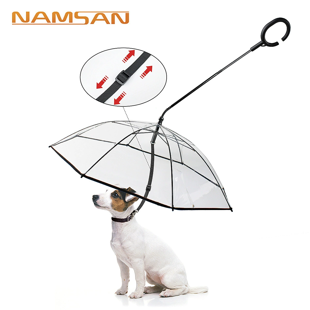 透明宠物雨伞狗狗C型带绳雨伞宠物用品可调节雨天遛狗牵引绳