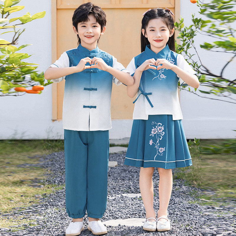 小学生校服套装夏季中国风