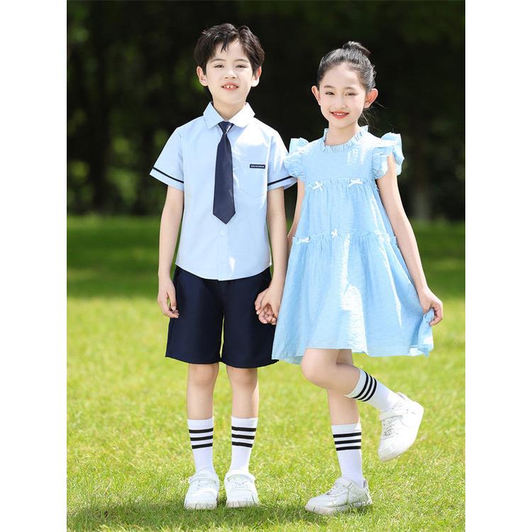 儿童校服夏季浅蓝色小学生