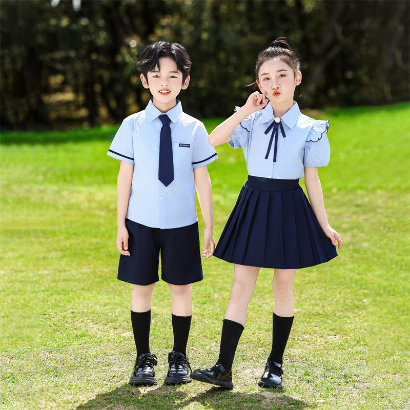 儿童校服衬衫男女通用夏季