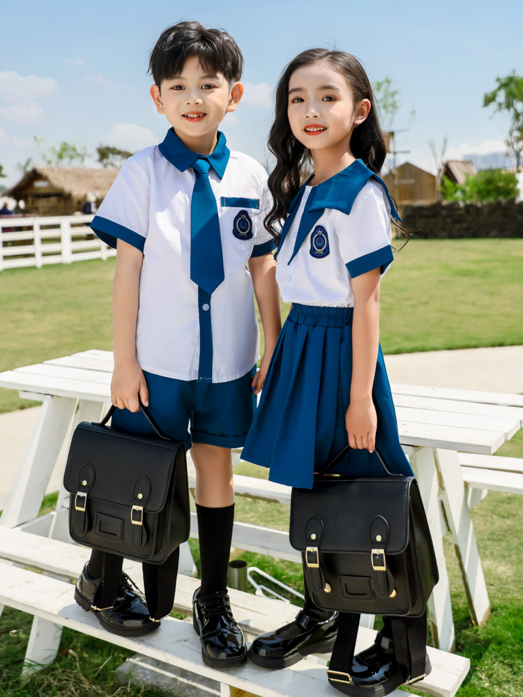 英伦风班服小学生夏季套装幼儿园园服夏装儿童老师学院风校服纯棉