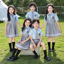 儿童演出服小学生班服夏季学院英伦风定制短袖幼儿园园服校服套装