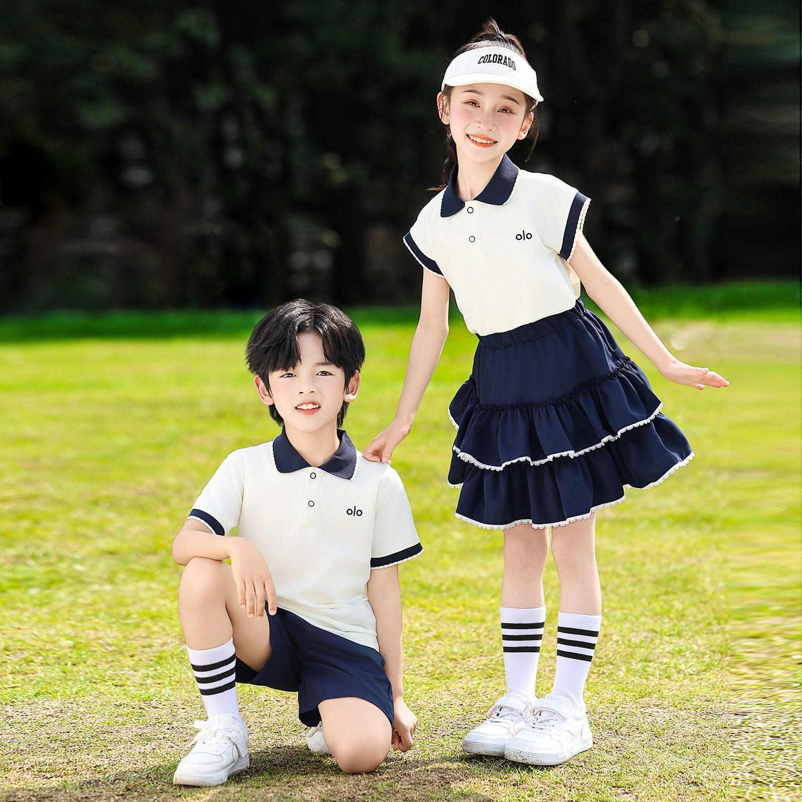 六一表演毕业班服撞色套装毕业服