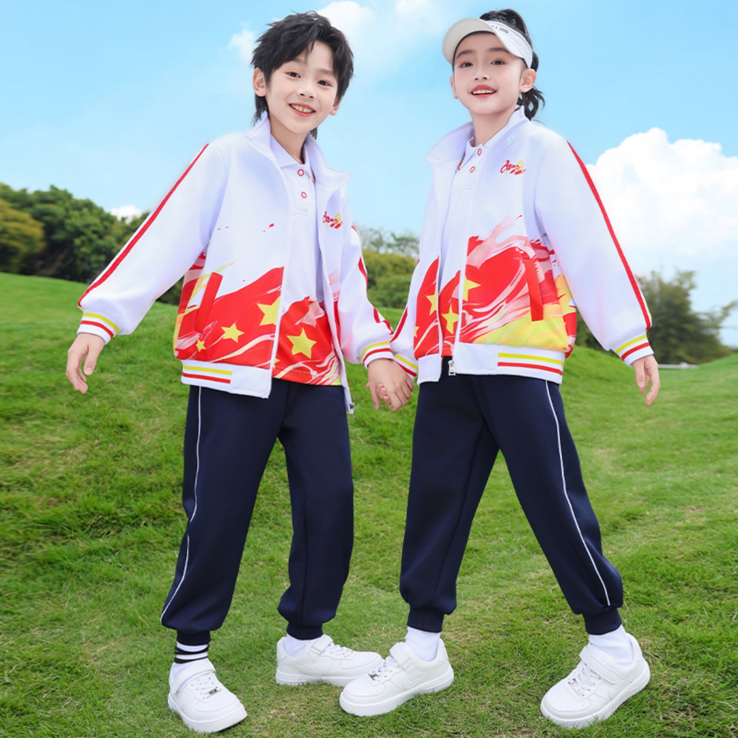 小学生校服春秋三件套儿童套装初中高中运动会班服幼儿园园服夏季