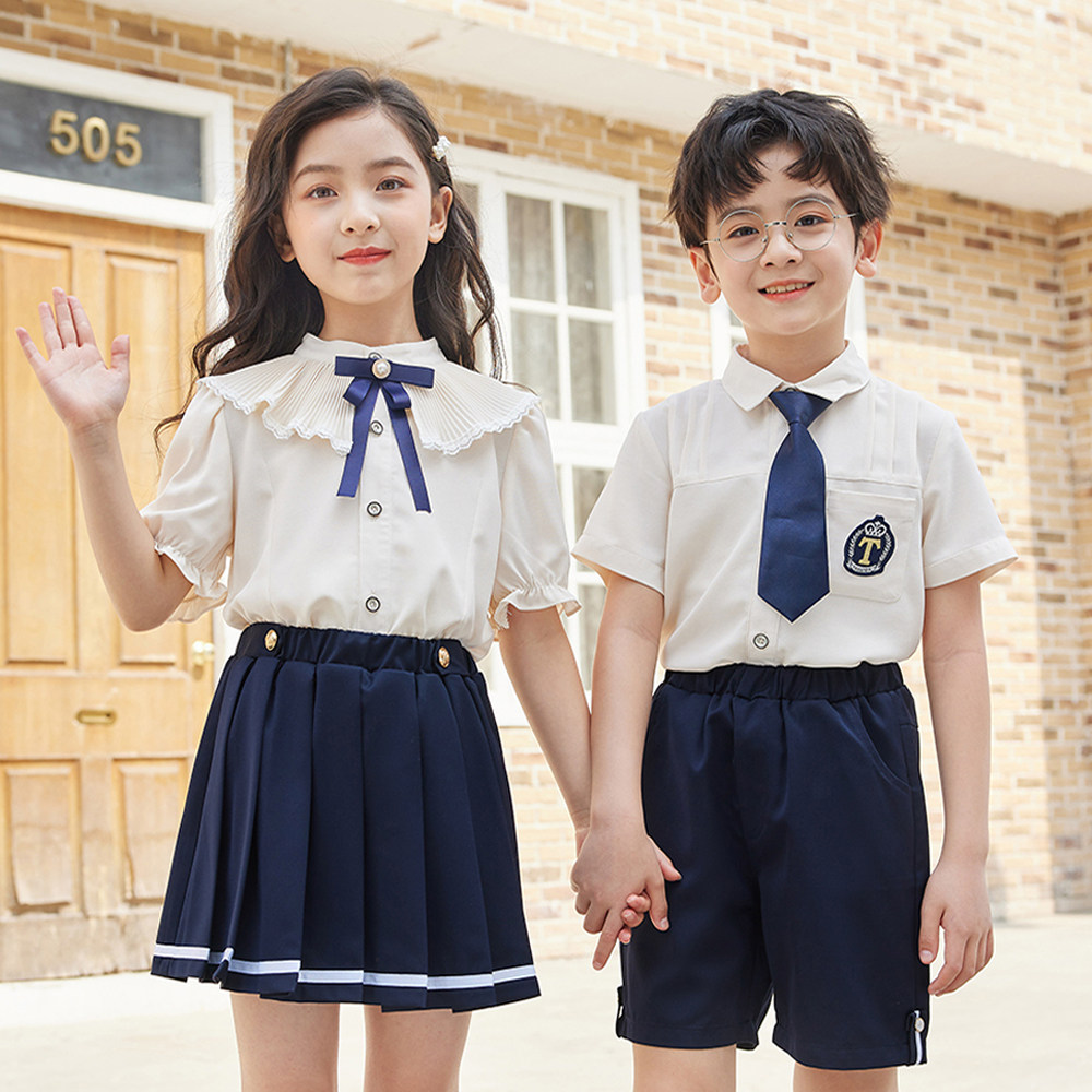 幼儿园园服英伦风夏季短袖六一儿童节演出服小学生校服夏装毕业服