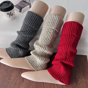 韩国老板娘同款袜套女秋冬款堆堆袜点子纱大红色新年袜套小腿袜