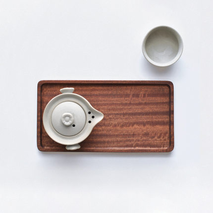 日式家用胡桃木色实木长方形托盘木质杯架水杯茶杯盘收纳盘子托盘