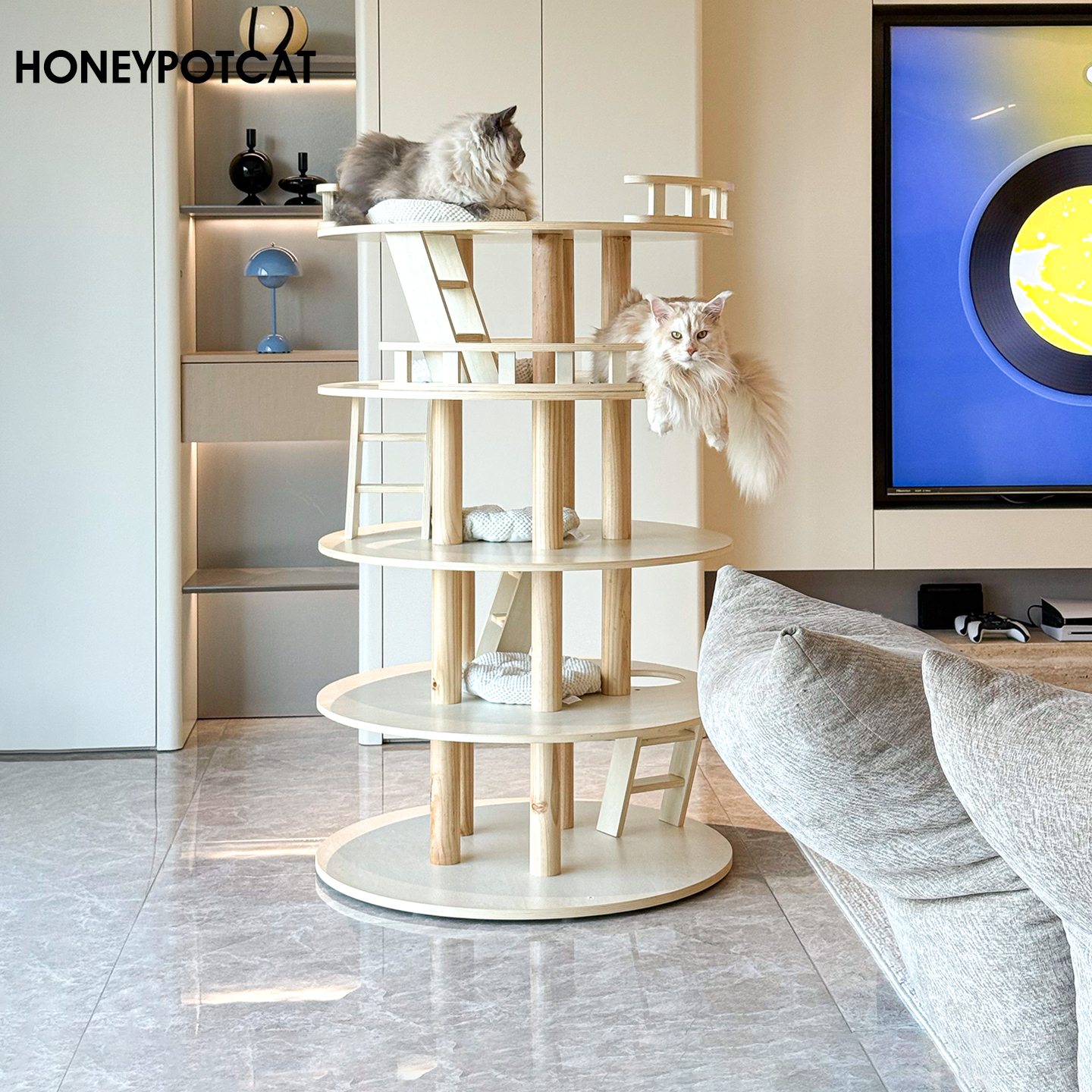 蜜罐猫多层全实木猫爬架喷漆款