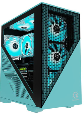 Tt启航者L5白色绿色240水冷半透matx主板台式机电脑办公游戏机箱