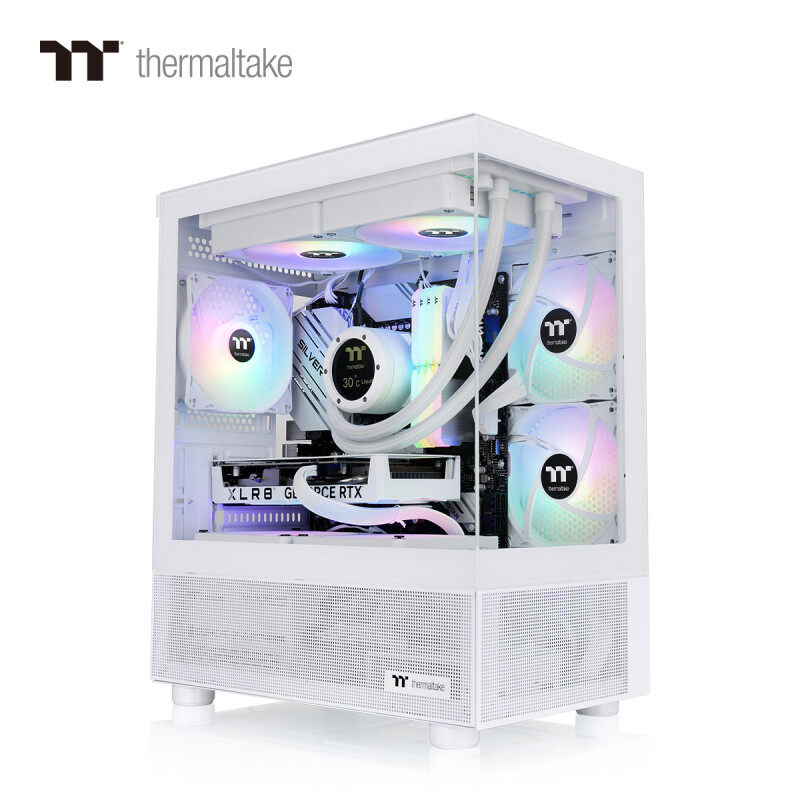TT钢影透S240白色海景房机箱240水冷Matx台式机电脑水冷游戏机箱