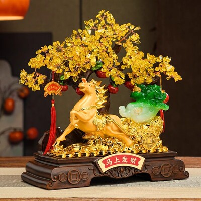玉白菜发米树摆件招米店铺收银台装饰品乔迁开业礼物马上发财摆件