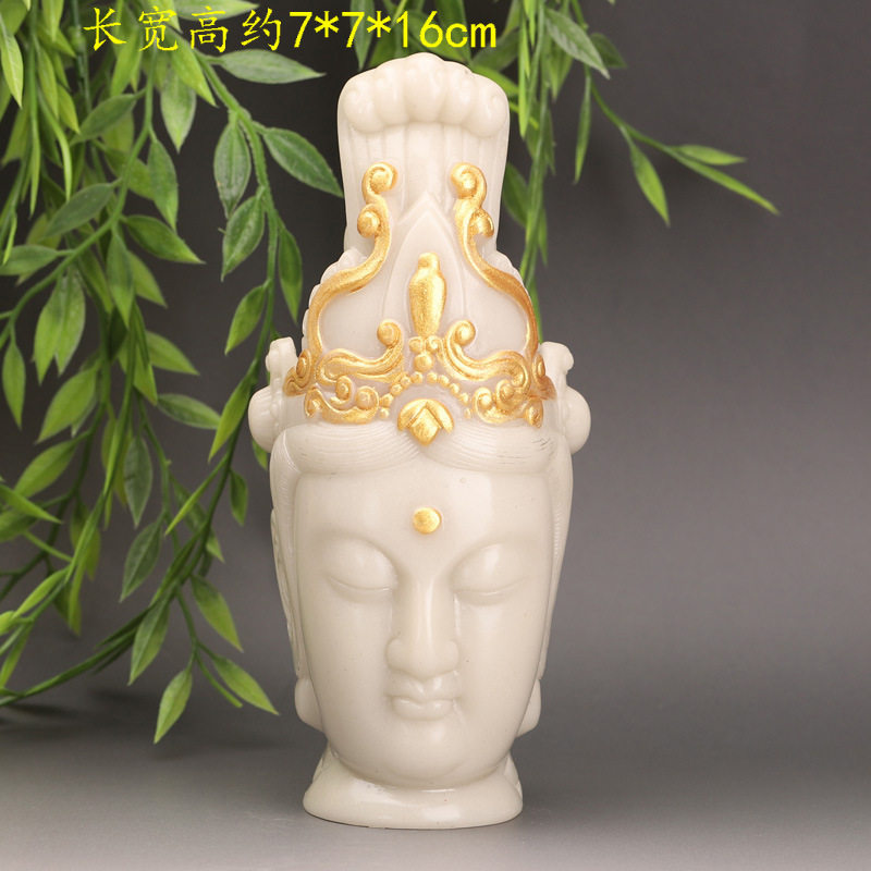 批发古玩仿白玉象牙如意观音家居工艺品佛堂供佛摆件莲花柳枝观音