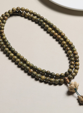 莲云款DIY绿檀木手链念珠厂家批发0.8*108颗男女款式装饰首饰文玩