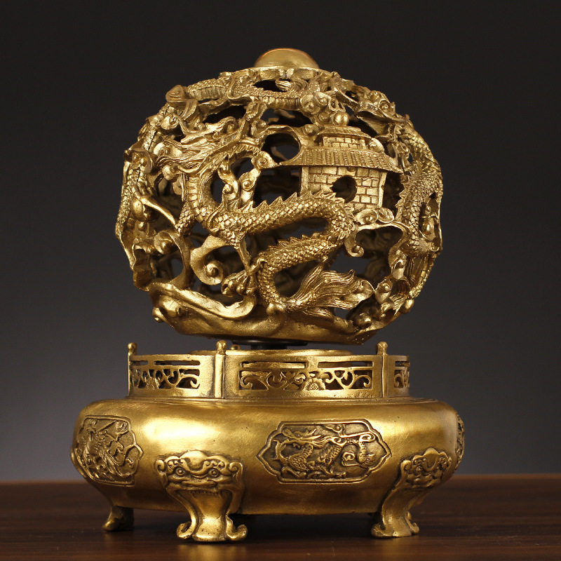 全铜九转乾坤鼎摆件 九龙戏珠鼎客厅家居办公室工艺品