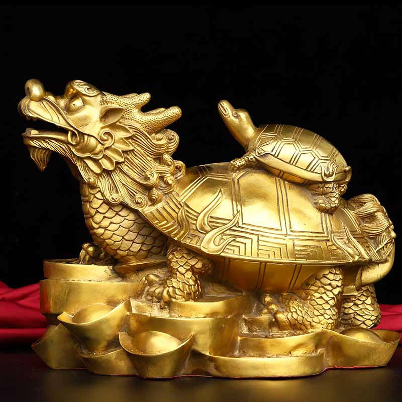 铜龙龟黄铜母子龙龟摆件八卦龟家居装饰工艺品母子龟摆件大号