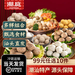 潮庭潮汕正宗牛肉丸猪肉丸关东煮火锅丸子组合 任选10件 99元